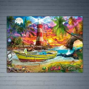 

Boat DIY 5D Full Drill Diamond Painting Embroidery Cross Stitch Kit Rhinestone Home Decor Craft Q6PE