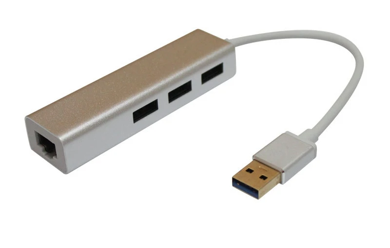 Usb3.0-поворот RJ45 проводной сетевой карты многофункциональный удлинитель концентратора 3 рта USB3.0 алюминиевый концентратор