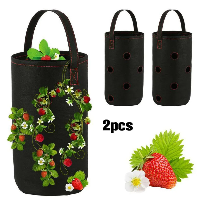 

New Planting Plant Bag Hanging Garden Planter Strawberry Planting Growing Bag Multi-Mouth Container Bags Grow Bonsai Plant Pot