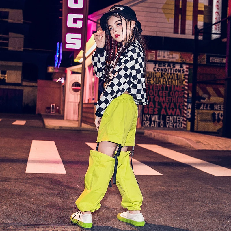 Kids Hip Hop Dancing Clothes For Girls Jazz Dance Costumes Long Sleeve Children Street Dance Clothing Stage outfits DQS2560