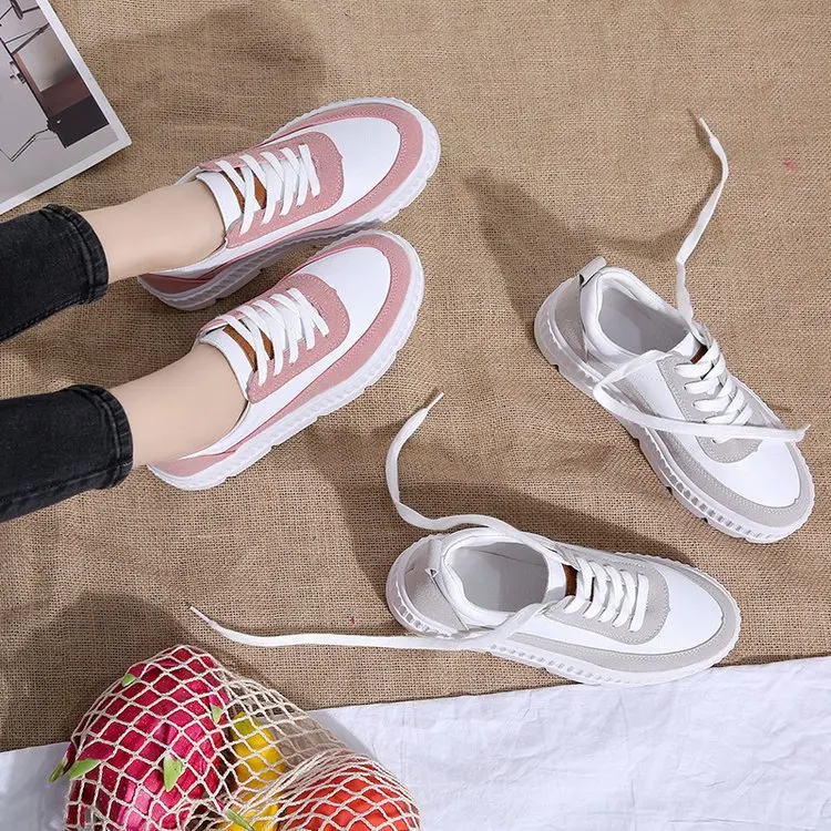 

White Shoes Women's Autumn 2019 New Style Versatile Korean-style WOMEN'S Shoes Students Casual Shoe Platform Thick Bottomed Shoe
