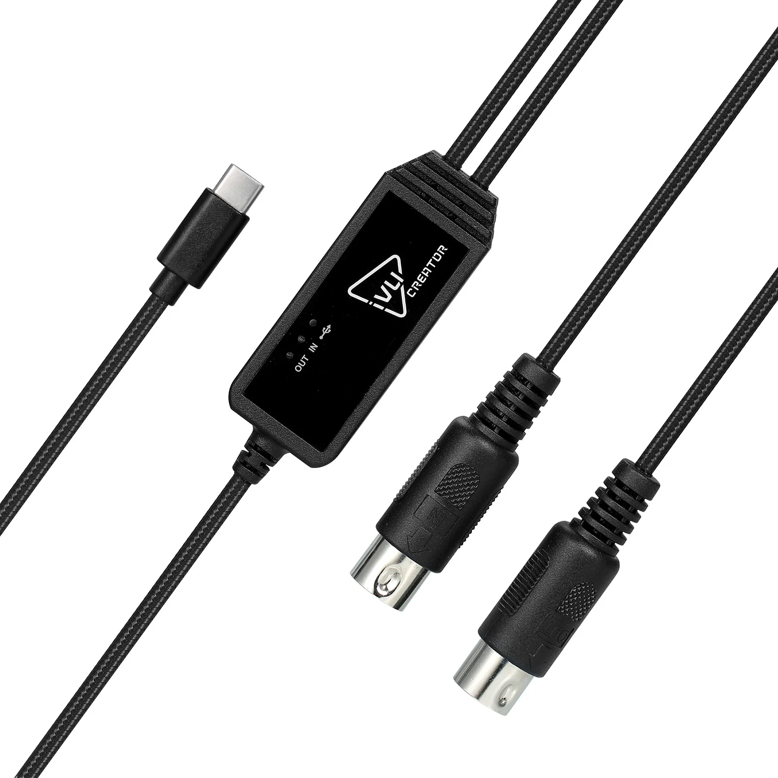IVU CREATOR MIDI Universal Cable 5 Pin MIDI to USB/Type C Cable Converter Adapter Compatible varios OS adaptadores Plug and play
