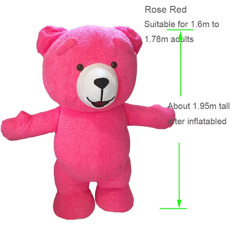 Rose Red Bear 1,95 м надувная маска плюшевого мишки на Хэллоуин, маскарадные костюмы, вечерние костюмы для костюмированной вечеринки, одежда для взрослых, рекламная верхняя одежда - Цвет: Rose Red Bear