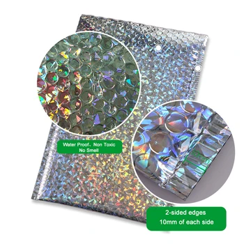Pcs holographic metallic bubble mailer laser gift bags glamour colorful foil bubble envelopes padded shipping mailing