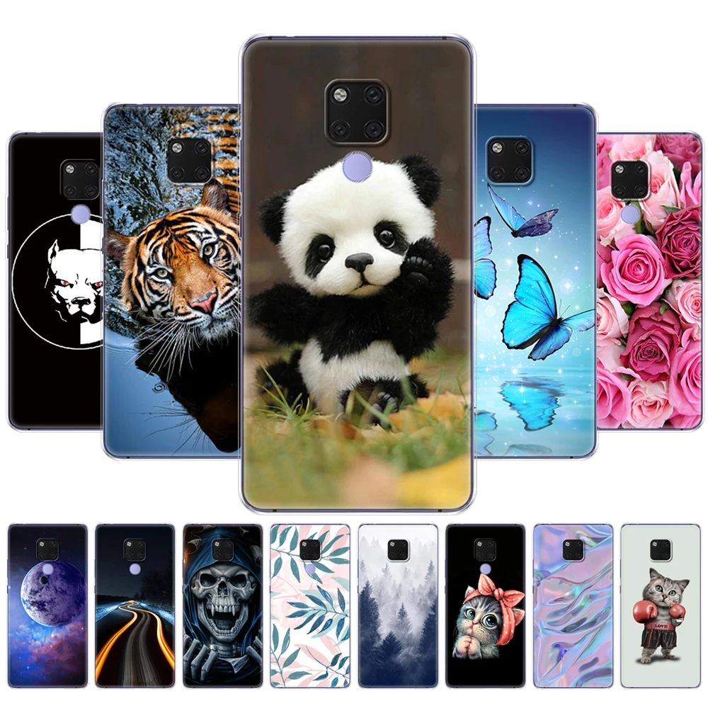 Per Huawei Mate 20 Pro Custodia Cover In Silicone Trasparente Per Huawei Mate 20 X Coque Soft Capa Mate20 Fiore Panda Tiger Cat