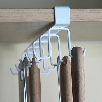 

Office Kitchen No Trace Multi Use Closet Organizer Household Space Saving Drill-free Double Row Storage Hanger Hook Clothes Rack