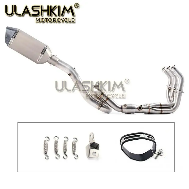 Motorcycle Carbon Fiber Colors Exhaust Muffler Escape Full System Slip On Middle Pipe For Yamaha MT09 TRACER FZ09