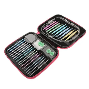 

Knitting Needle Handmade Tool Aluminum Home Sewing Portable Circular Interchangeable Mixed Color 13pcs