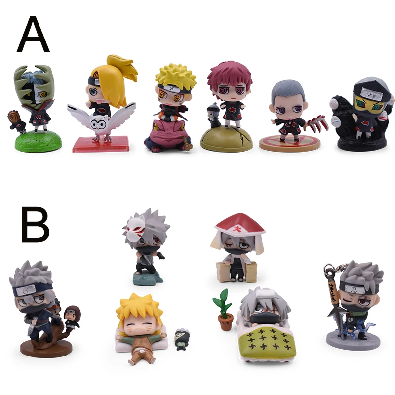 

4-5CM 6Pcs/Set Anime Naruto Figure Toys Naruto PVC Action Figure Cute Haku Kakashi Sasuke Mini Figure Model Dolls Collection Kid