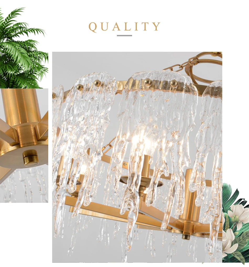 Luxury design round chandelier lighting for living room bedroom LED glass lamp AC110V 220V modern dinning room light fixture