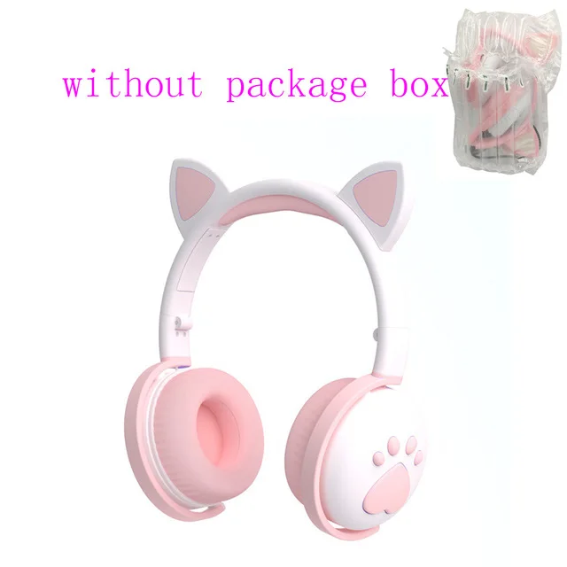 Bluetooth Headphones glowing cute LED Cat Ear Paw Girls Gift Kids Headset Wireless HIFI Stereo Bass 3 5mm Plug With Mic