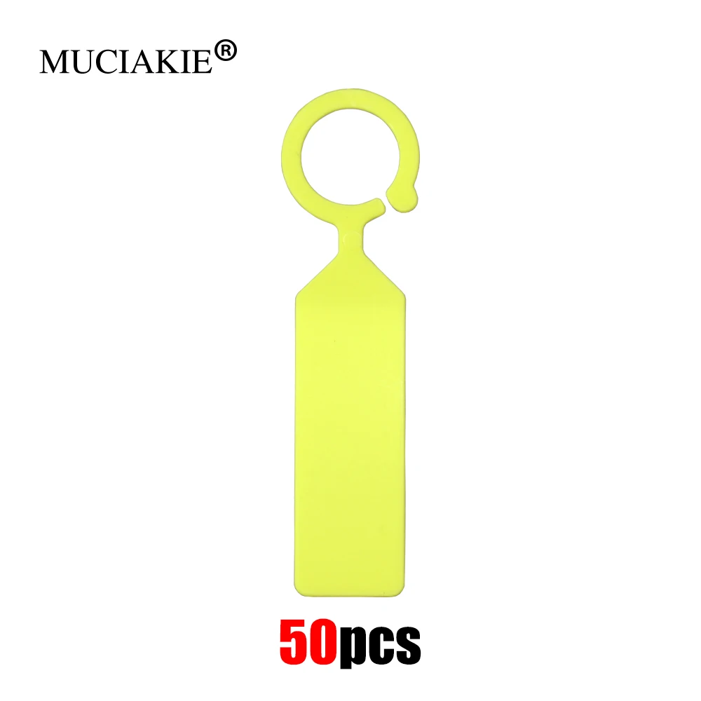 MUCIAKIE 50 шт. кольцо пластиковые подвешиваемые бирки садовые маркеры для горшков с растениями многоразовый водонепроницаемый толстый Крюк Дерево Новогодние украшения инструмент - Цвет: Yellow