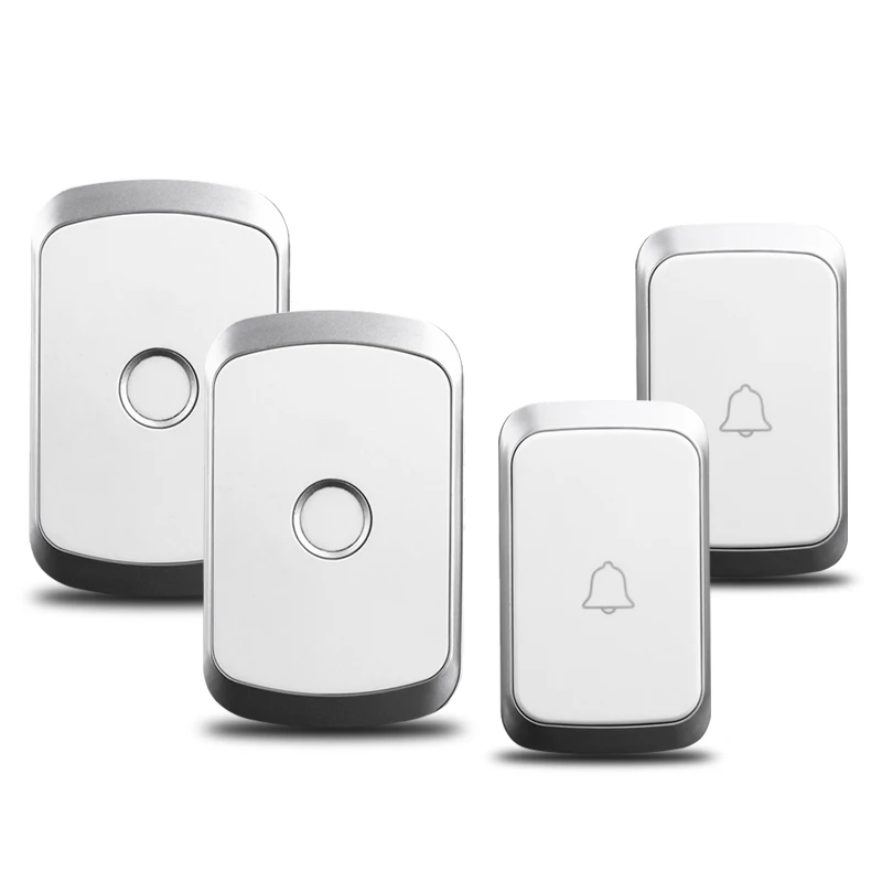 2 button 2 receiver Беспроводной дверной звонок CACAZI, водонепроницаемая Батарейная кнопка, приемник с вилкой Стандарта США, ЕС, Великобритании, Австралии, диапазон 300 м, Умный домашний звонок, звонок, колокольчики - Цвет: 2 button 2 receiver