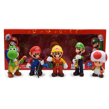 

13cm Mario Bros Bowser Luigi Koopa Yoshi Waluigi Toad Peach Princess Odyssey Mario Maker Action Figure Model Dolls Toys Box