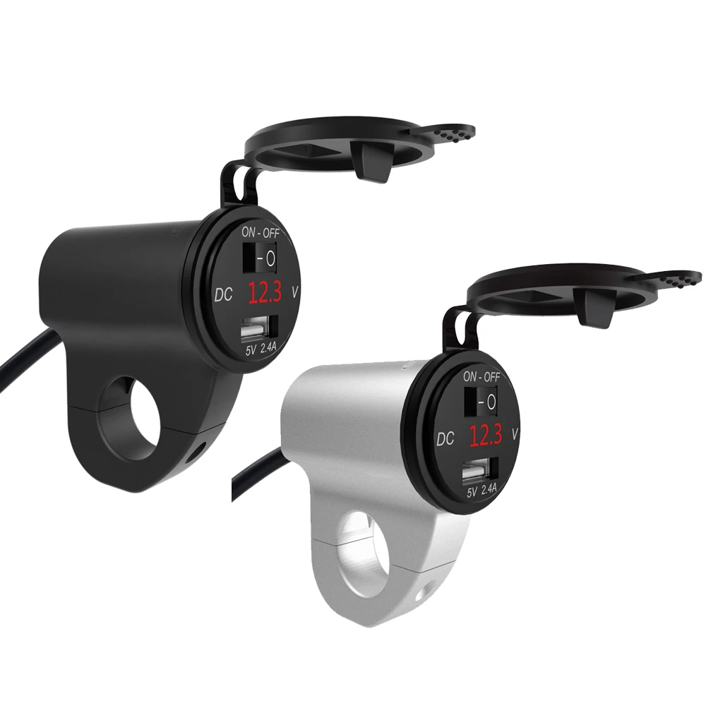 ZH-975B1 мотоцикл USB Быстрая зарядка с выключателем питания DC12V Серебряный/черный Кронштейн переключателя аксессуары кронштейн переключателя