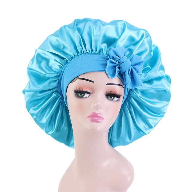 Hot sale Designer bonnets Black blue yellow head wrap hair bonnets silk  bonet sleeping cap bulk vendor