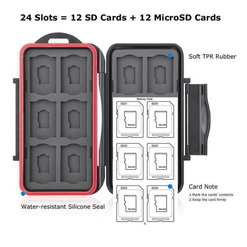 SD MicroSD чехол для держателя карты памяти жесткий кошелек для хранения Анти-шок Водонепроницаемый удерживающие отверстия для удобной переноски