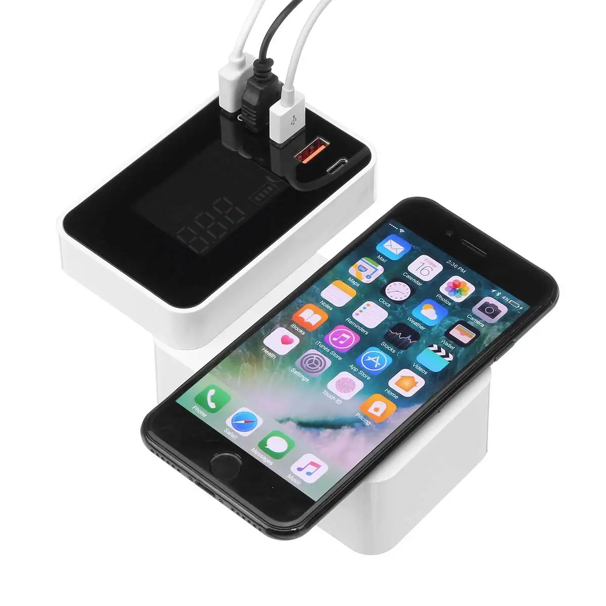 ЖК-дисплей 8A 4 usb порта QC3.0 быстрое зарядное устройство Беспроводное зарядное устройство USB концентраторы с портом type C для смартфонов планшетов MP4
