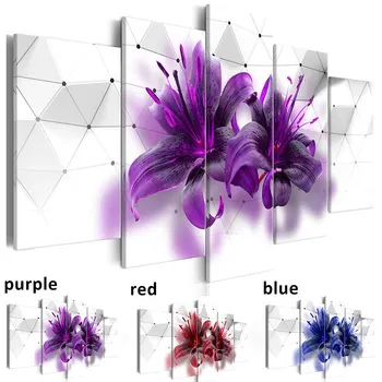 

5-frame Decorative Painting Lily Living Room Bedroom Paintings Spray-print Painting Core Manufacturers Direct Selling Cross Bord