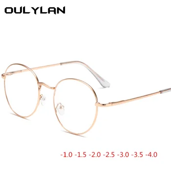 

Oulylan Retro Round Clear Glasses Frame Women Men Myopia Eyeglasses Metal Frame Finished Spectacles -1.0 1.5 2.0 2.5 3.0 to- 4.0