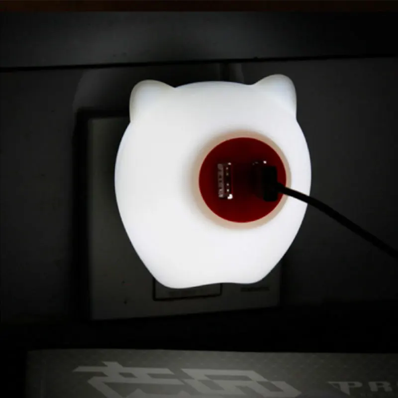 Led Sensor Night Light with Plug Pig Animal LED Night Lamp Wall Socket Light USB Power Bank Bedroon Beside Baby Nursery Light