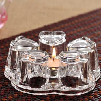 

Luxury Heart Candle Holder Crystal Container Wedding Candle Holder Glass Portavelas Cristal Home Decoration EA60ZT