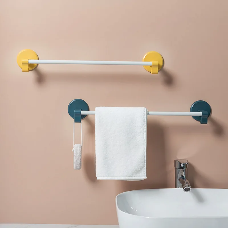 

Nordic Self Adhesive Wall-mounted Toilet Towel Bar Single Rod Strong Paste Hook Towel Rack Bathroom Towel Hanging Waterproof