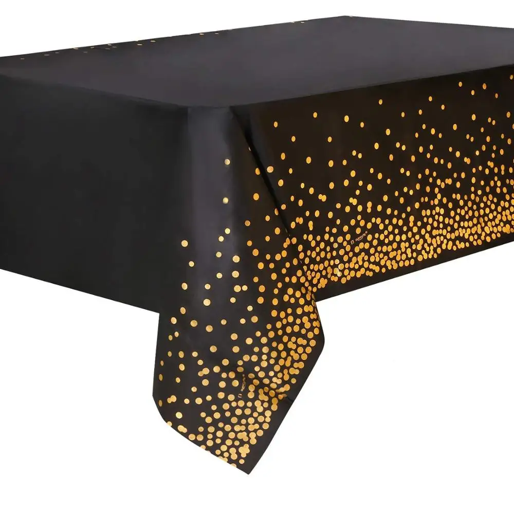 Mantel desechable de lunares negros, suministros de decoración de Mantel para fiesta de boda, cumpleaños, 1 paquete