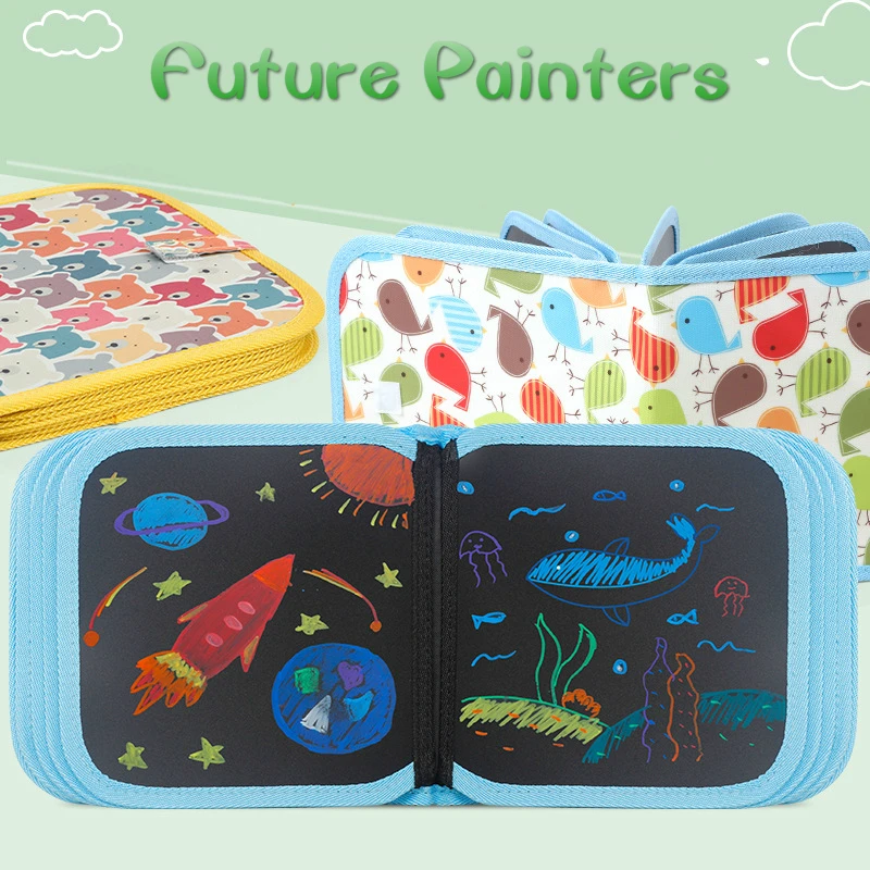 

Magic Water Drawing Books Cartoon Bird Drawing Toys For Children Kids Cloth Book Reusable Painting Board Educational Toys Gift