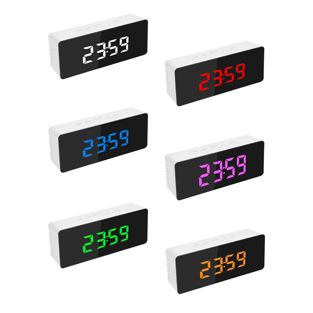 Mirror Alarm Clock USB Charging Multifunction Clear Digital Clock LED Display Thermometer Brightness Adjustable Despertador