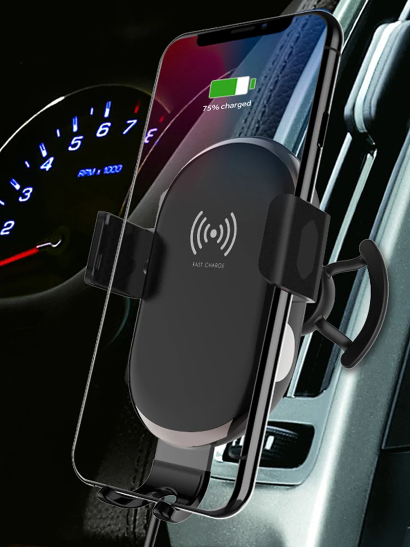 10W Fast Wireless Car Charger Intelligent Sensor Air Outlet Phone Holder Automatic Contraction Arm For Max Samsung S9