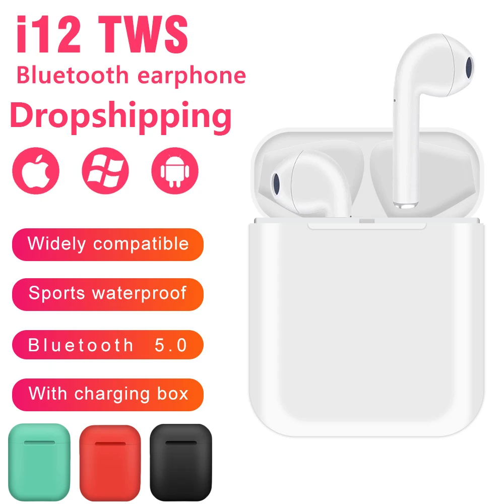 I12 tws Bluetooth Наушники Беспроводные спортивные наушники для iPhone xiaomi huawei сенсорное