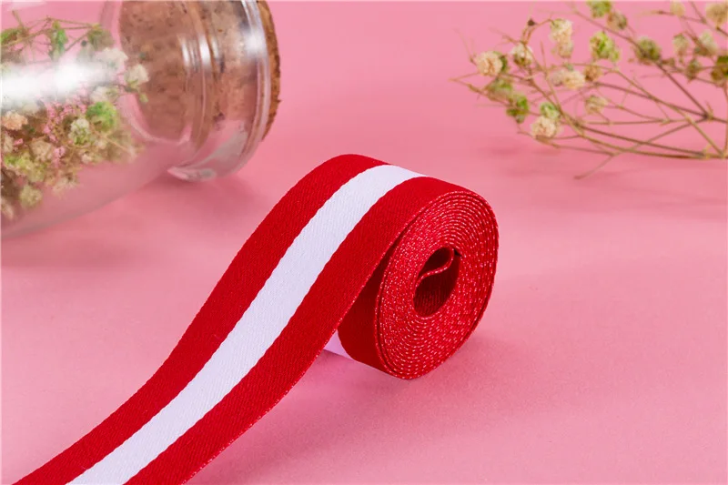 3M 10-30mm White Red polyester striped Grosgrain Ribbon DIY Sewing Clothing Accessories Hat Backpack Straps Bias Tape Hand Belt