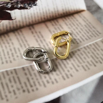 

Trendy Korean Geometric Hoop Earrings Statement Copper 16 K High Quality Earrings Minimalist Brincos Female Office Jewelry Gift