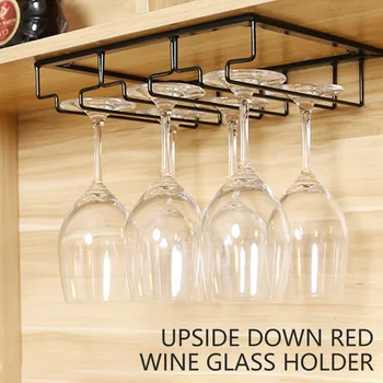 

Wine Glass Rack Under Cabinet Stemware Wine Glass Holder Glasses Storage Hanger Metal Organizer for Bar Kitchen 6-9 Cups