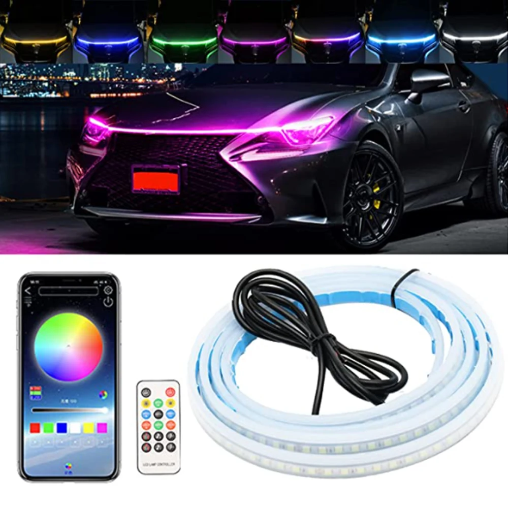 150cm 180cm led auto kap verlichting strip universele motorkap geleider  decoratieve lichtbalk auto koplampen daglicht - AliExpress