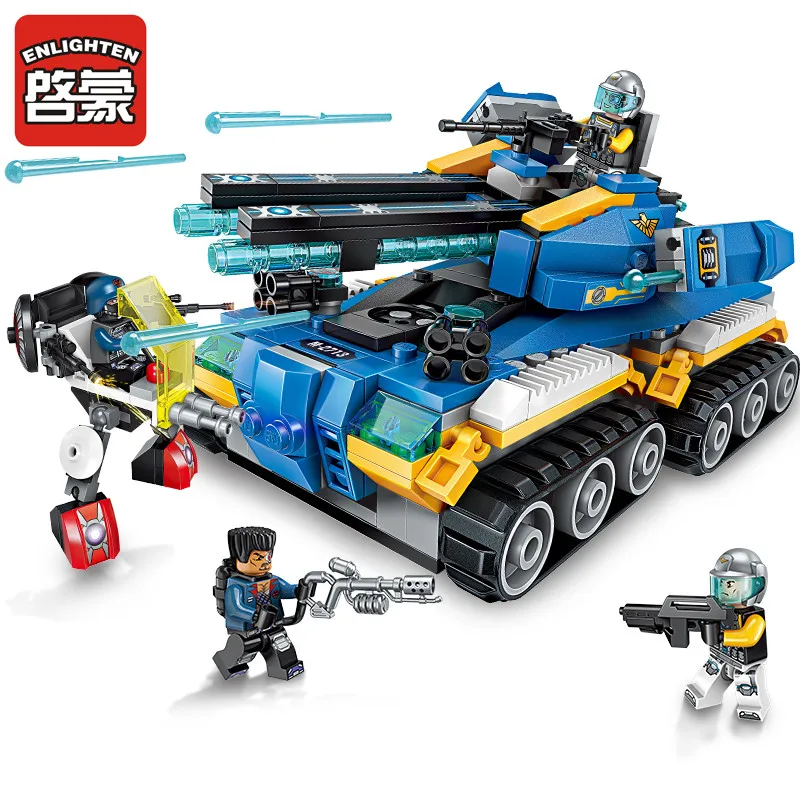 

Enlighten Building Block High-Tech Era Apocalypse Tank 4 Figures 398pcs Educational Technic Bricks Toy For Boy Legoingly Gift