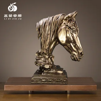 

Creative modern simple cold cast copper resin handicrafts horsehead office decoration home decoration accessories