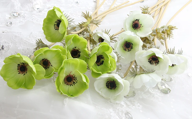 JAROWN Real Touch Artificial PU Anemone Flowers Silk Flores Artificiales Wedding Holding Fake Flowers Home Garden Decorative Wreath (66)