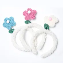 

New Fashion Cute Hairband Little Red Flower Hair Band Ladies Hair Accessories Cute Big Flower Lamb Plush Hair Band Lamb HairHoop