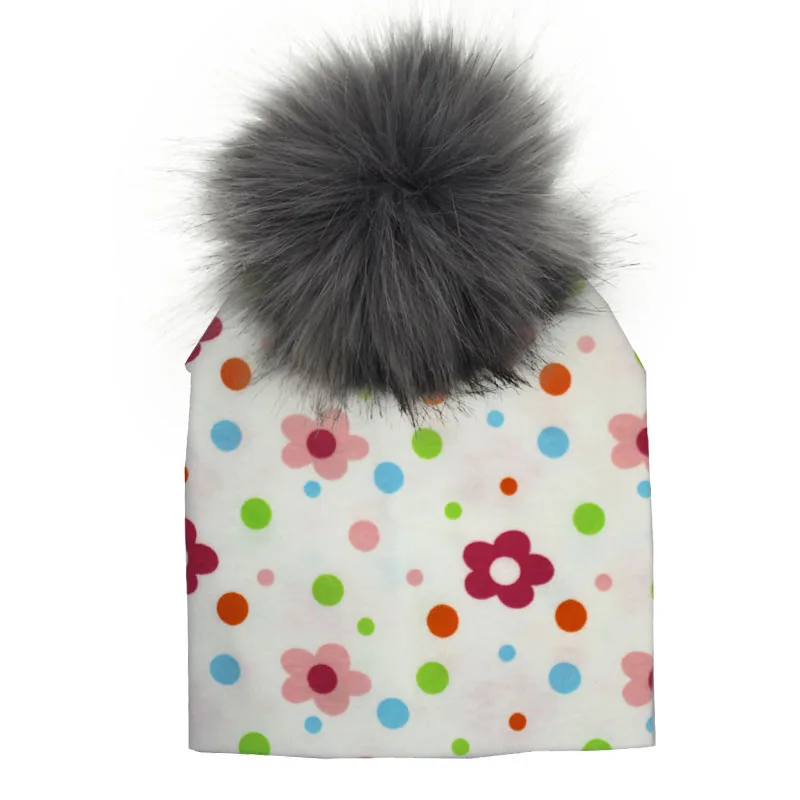 14 New Baby Cap Cotton Faux Fur Pompom Hat For Boy And Girl autumn and Winter Hat skullies beanies Children's Hats Caps Bonnet - Цвет: 14