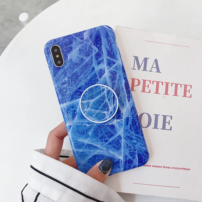 Для iPhone 11 Pro Max X XS XR XS MAX 6S 6 7 8 Plus Мягкий мраморный Ультратонкий силиконовый чехол из ТПУ с подставкой для телефона