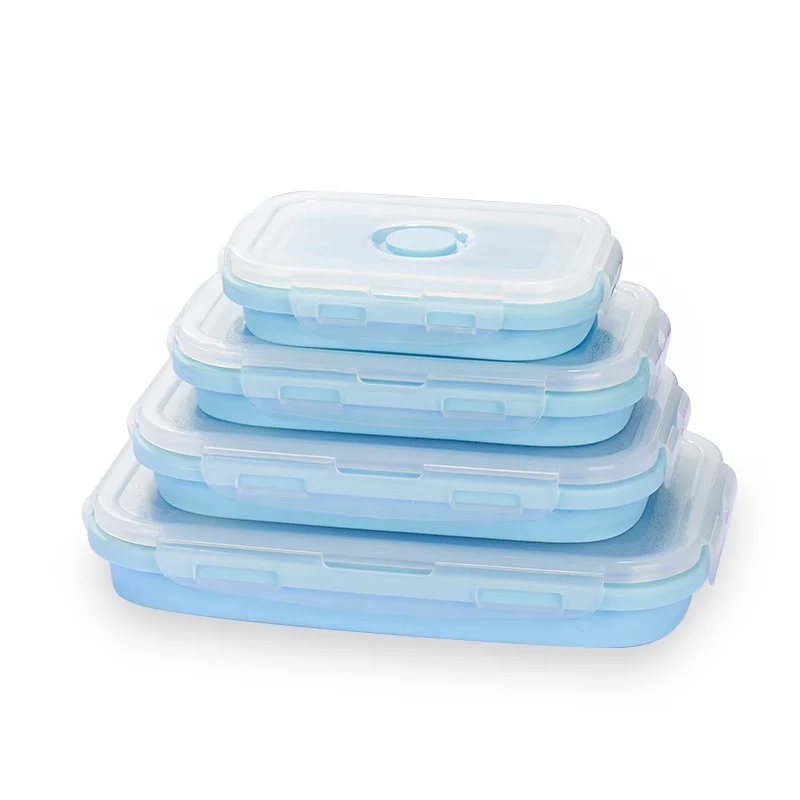 4 шт Microwavable силиконовая складная коробка Bento портативная для обеда контейнер
