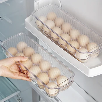 

Egg Holder for Refrigerator with Handle and Lid, 12 Eggs Tray, Kitchen Covered Egg Storage Box Transparent PS Egg Dispenser