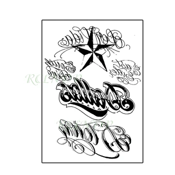 

Waterproof Temporary Tattoo Sticker Star Letter English Word Style Design Fake Tatto Flash Tatoo Back Leg Art for Women Men