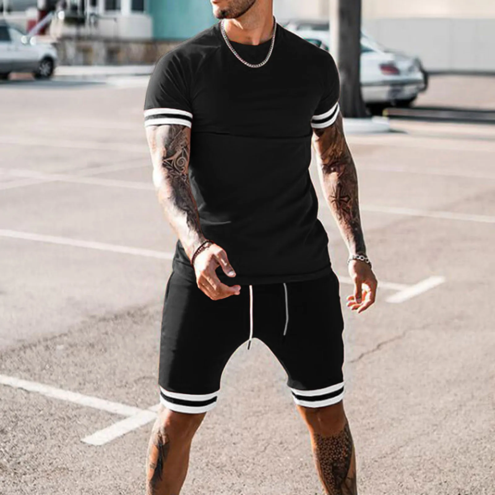 Two Piece Patchwork Short Sleeve 