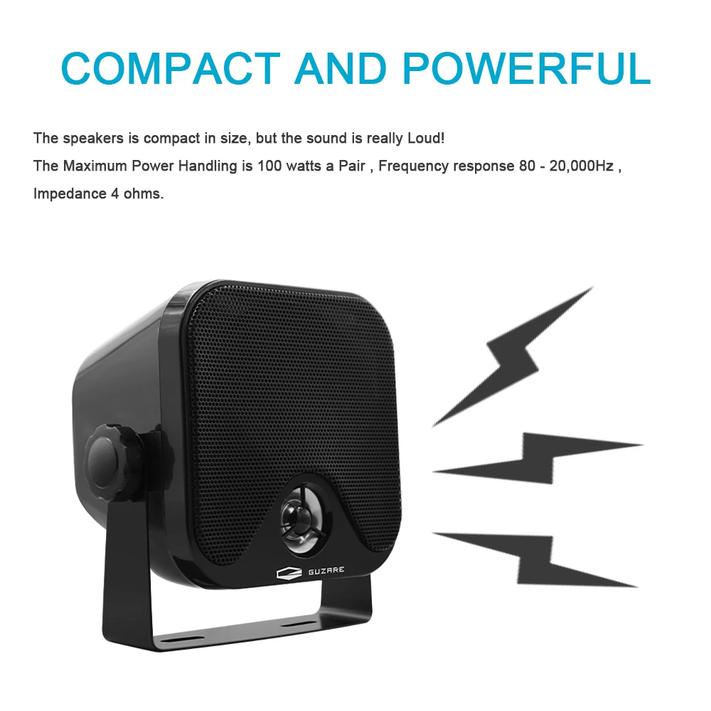 2 Pairs 4" Waterproof Marine Speakers Outdoor Music Speaker Heavy Duty Surface Mount For ATV UTV Truck Golf Cart Boat Motorcycle