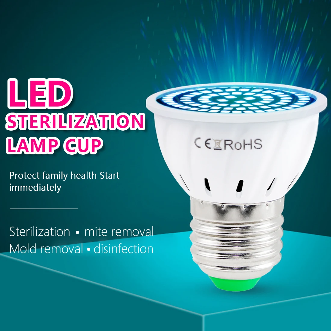 

E14 Germicidal Light UVC Lamp Sterilizer E27 LED UV Desinfection Lamp GU10 LED Ultraviolet Light Bulb MR16 48 60 80leds