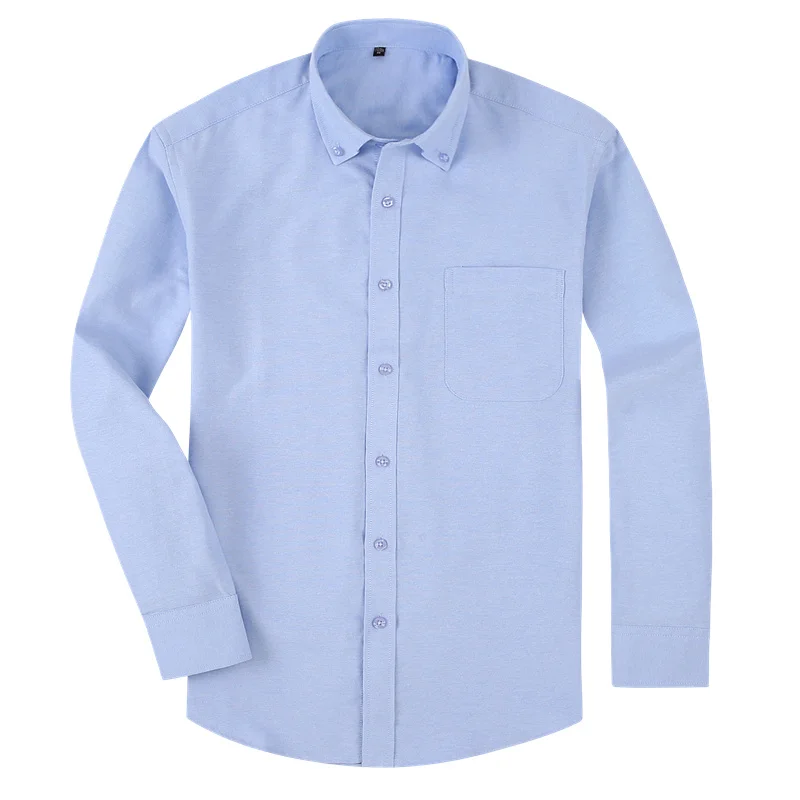 NJF01 Light blue Оксфордская Мужская Повседневная рубашка с длинными рукавами, мягкая удобная весенне-осенняя мужская классическая мужская рубашка с воротником и пуговицами - Цвет: NJF01 Light blue
