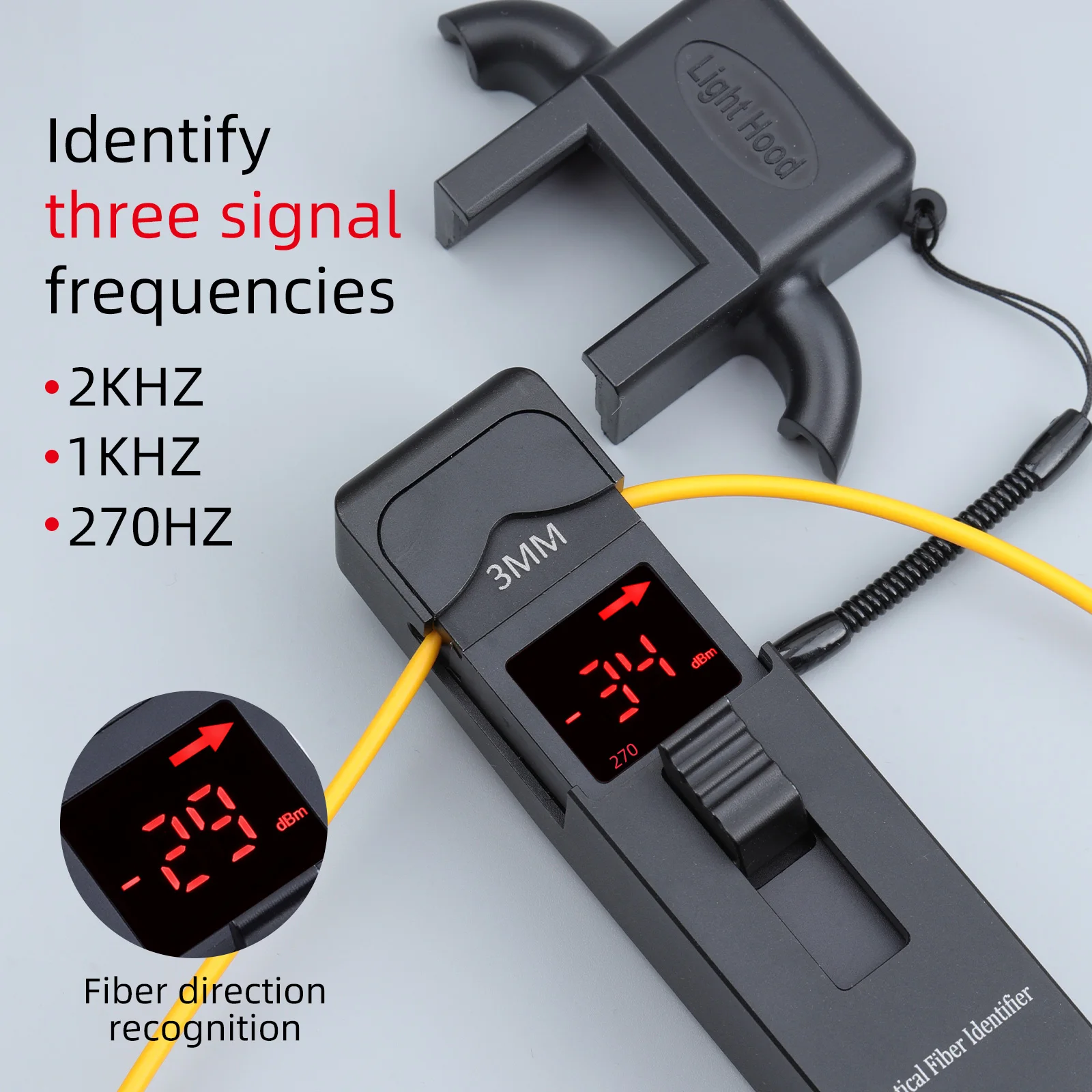 KELUSHI Fiber Optic Identifier 800-1700 nm Pigtail jumper Live Fiber Detector Identifier with Visual Fault Locator
